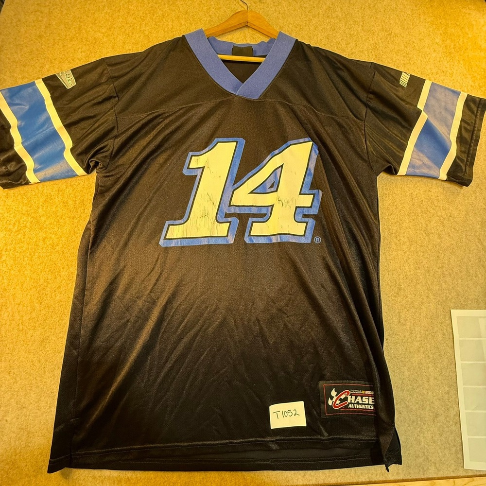 Chase Authentics Tony Stewart NASCAR Jersey 14 Black Blue Mens XL Racing Shirt‎